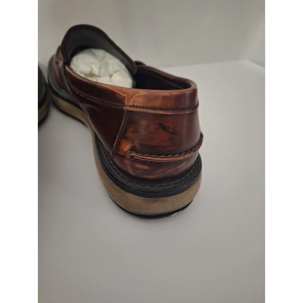 PRADA Mens Leather Loafers Sz 9.5 Brown Chunky Preppy Vintage Y2K School Teacher